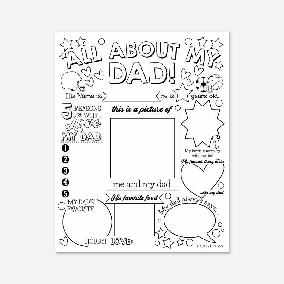 All about dad printable