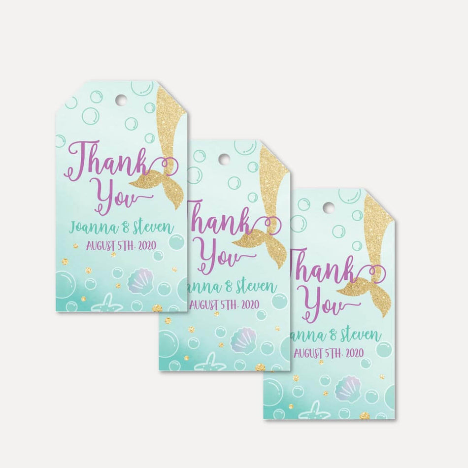 Printable Mermaid Baby Shower Thank You Favor Tags Template Hadley Designs