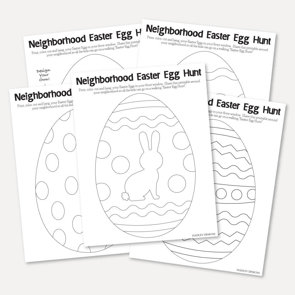 Download Printable Neighborhood Easter Egg Hunt Coloring Template | Hadley Designs