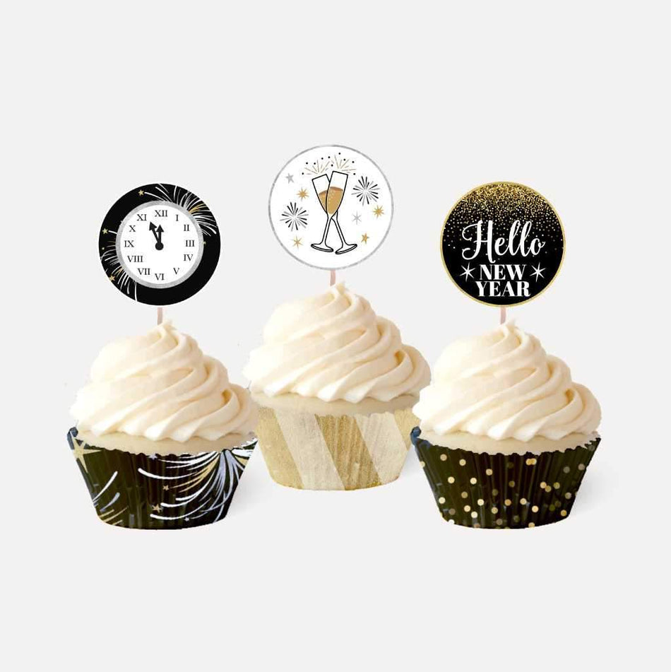 Download Printable New Years Eve Party Cupcake Topper Template Hadley Designs