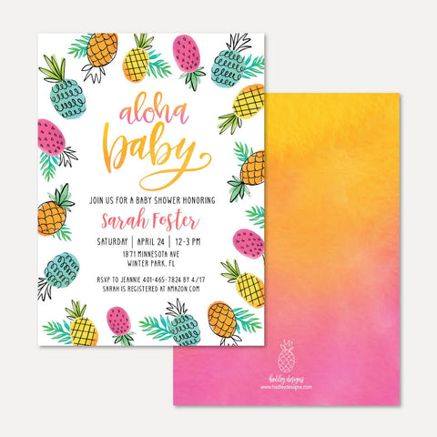 hawaiian themed baby shower invitations