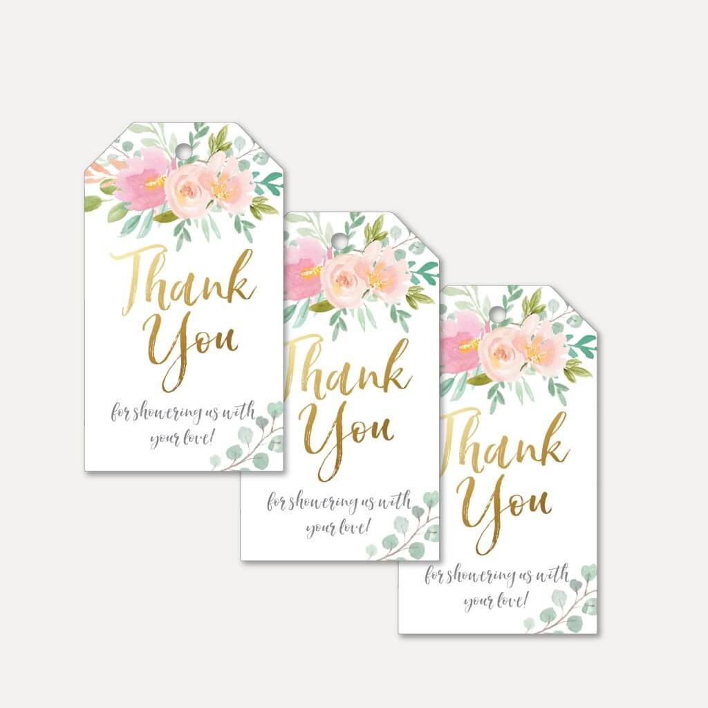 Printable Pink Pastel Floral Baby Shower Thank You Favor ...