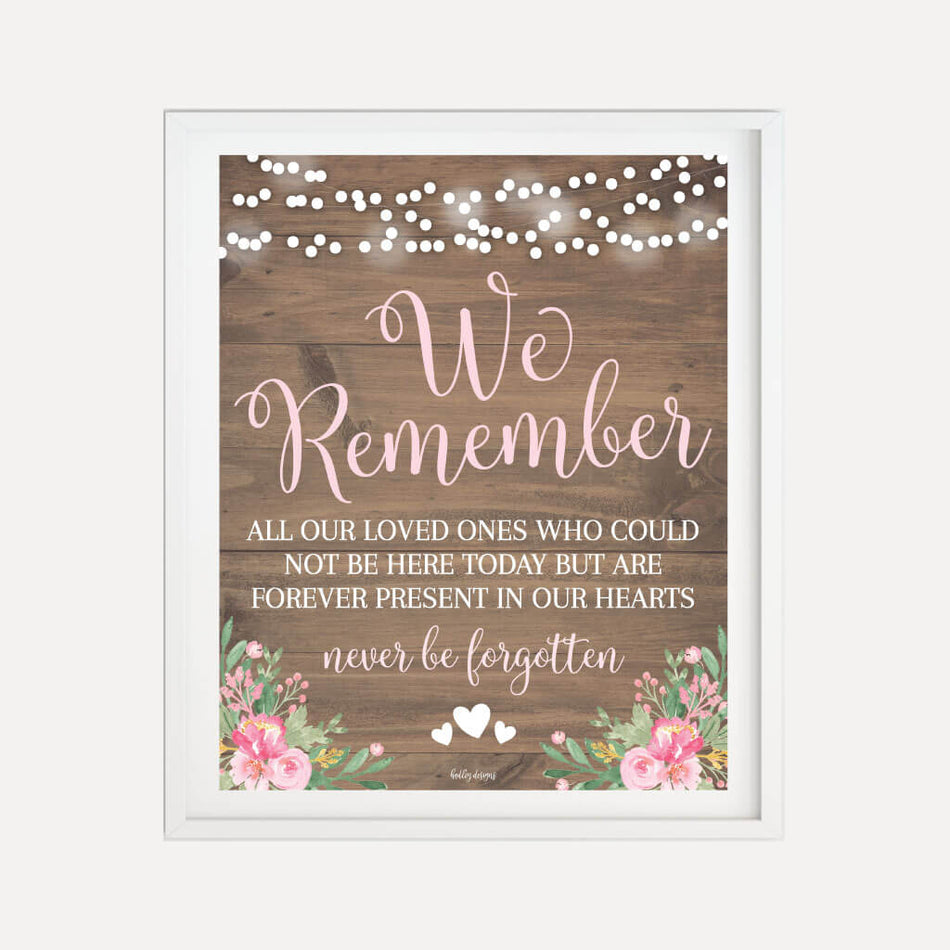 Printable Rustic Blush Floral Wedding In Loving Memory Sign Template Hadley Designs