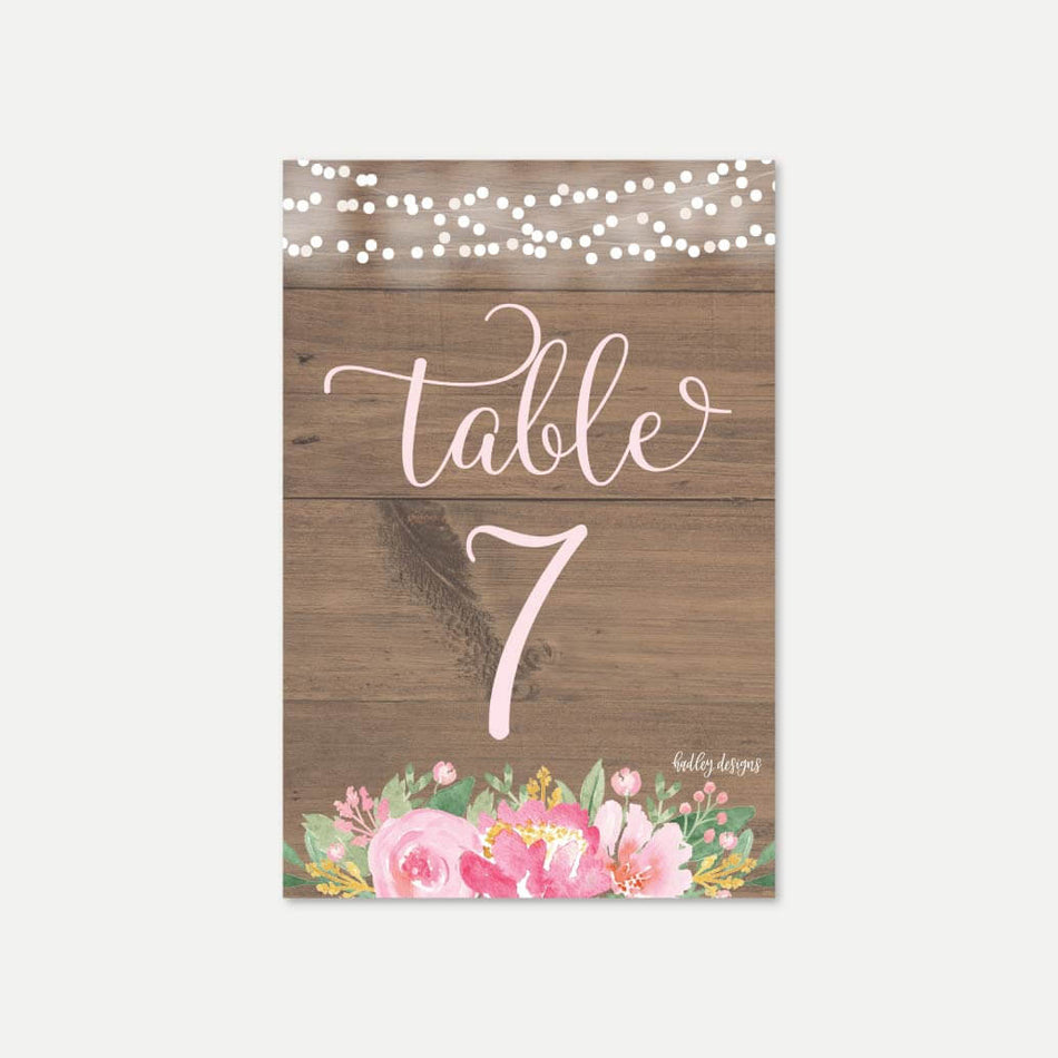 printable rustic blush floral wedding table numbers template hadley