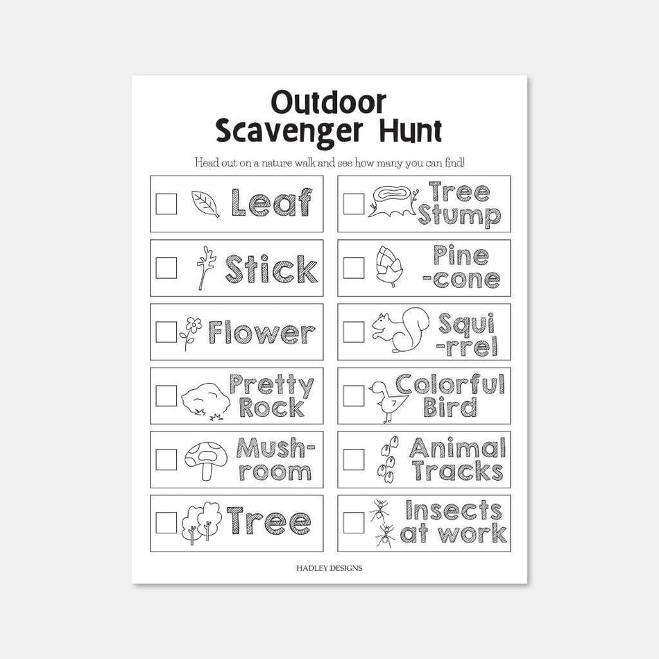 Printable Outdoor Scavenger Hunt Template Hadley Designs