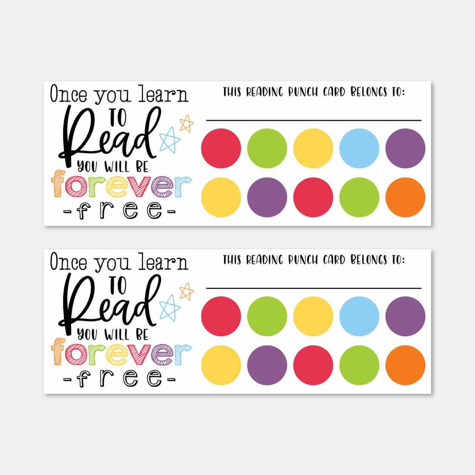 Free Printable Reading Punch Cards