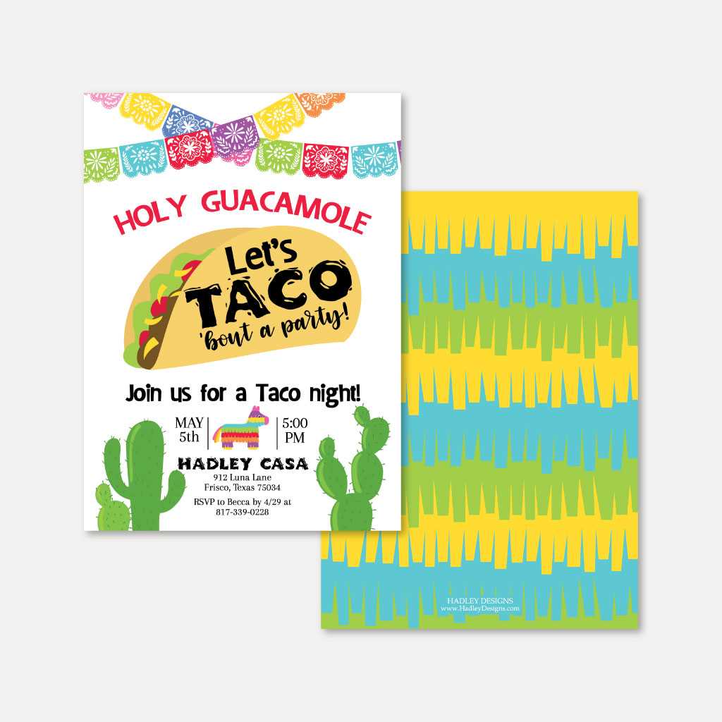 Printable Taco Party Invitation Template Hadley Designs