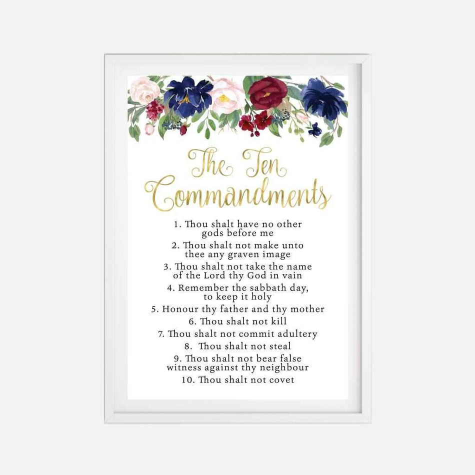 Printable Floral The Ten Commandments Wall Art Template Hadley Designs