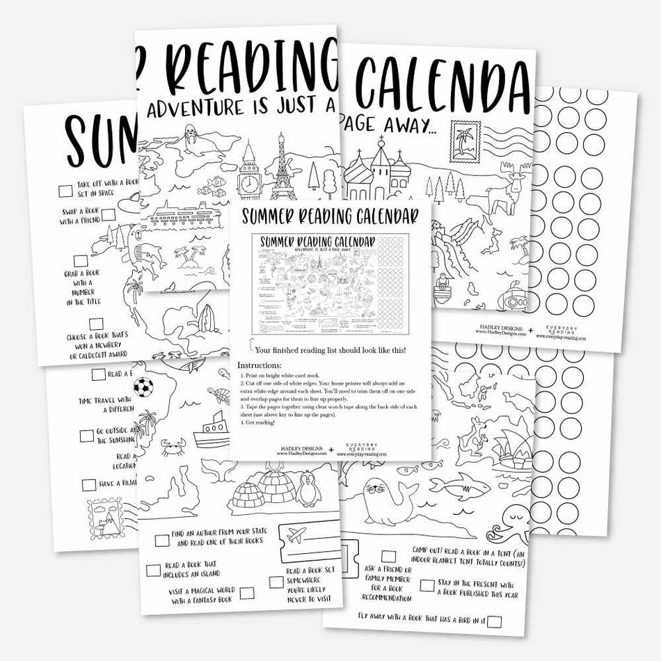 printable travel summer reading calendar template hadley designs