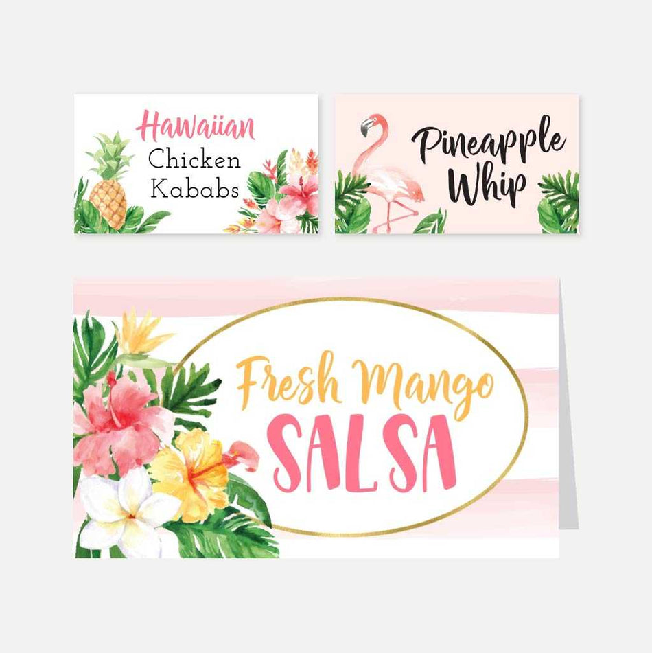 Tropical Kids Party Food Tent Cards Printable Pertaining To Free Printable Tent Card Template