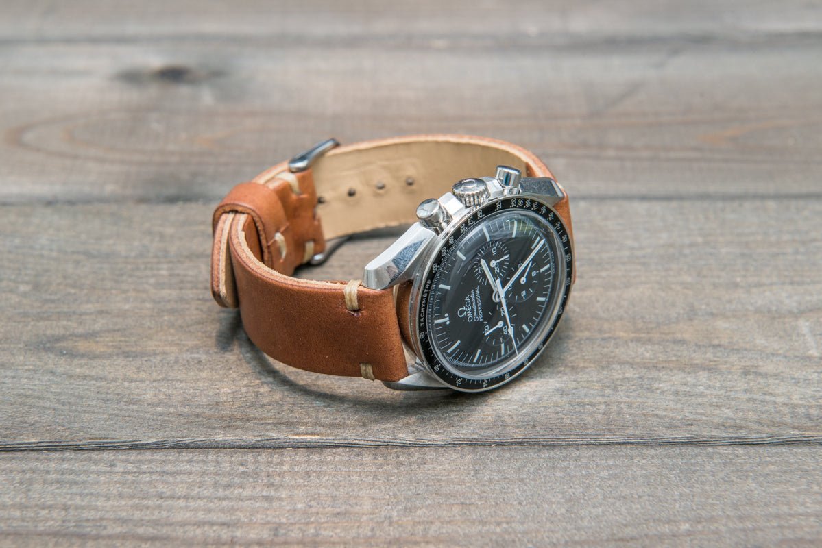 Vachetta leather watch strap. Ranger cognac color. Handmade in Finland