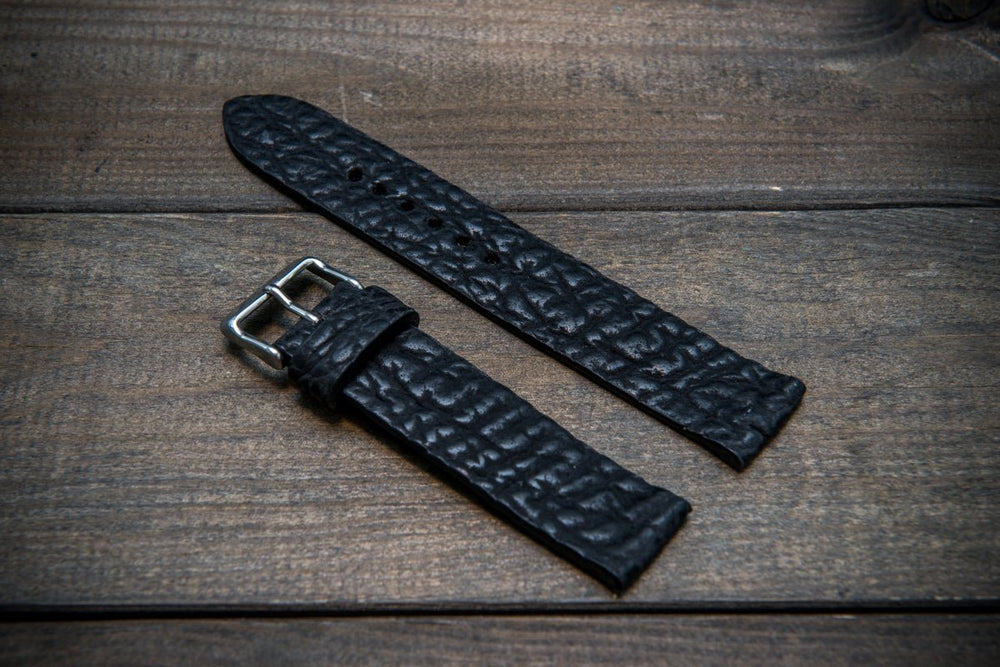 Black matte shark leather watch strap– finwatchstraps