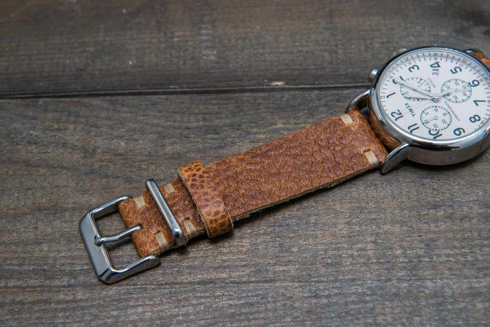 Buckaroo Tan Horween leather watch strap, handmade in Finland ...