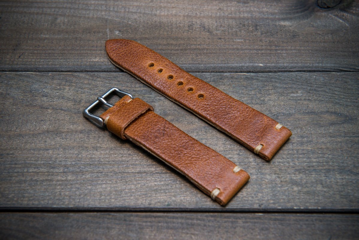 Italian Buttero leather watch strap, Black, handmade in Finland