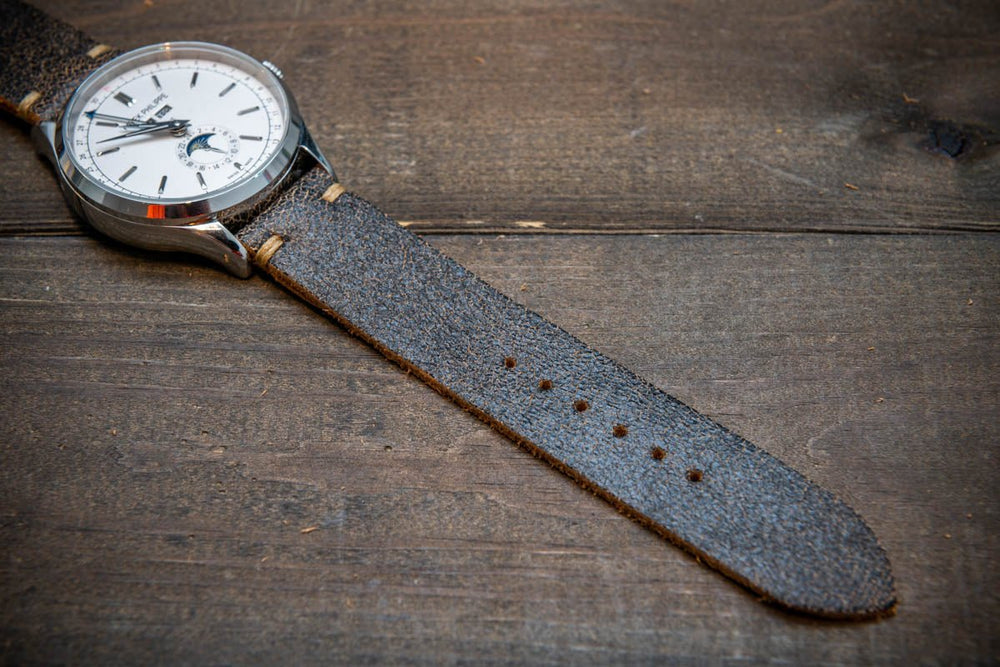 Vintage cracked leather watch strap , Roadgrey 15 mm-26 mm