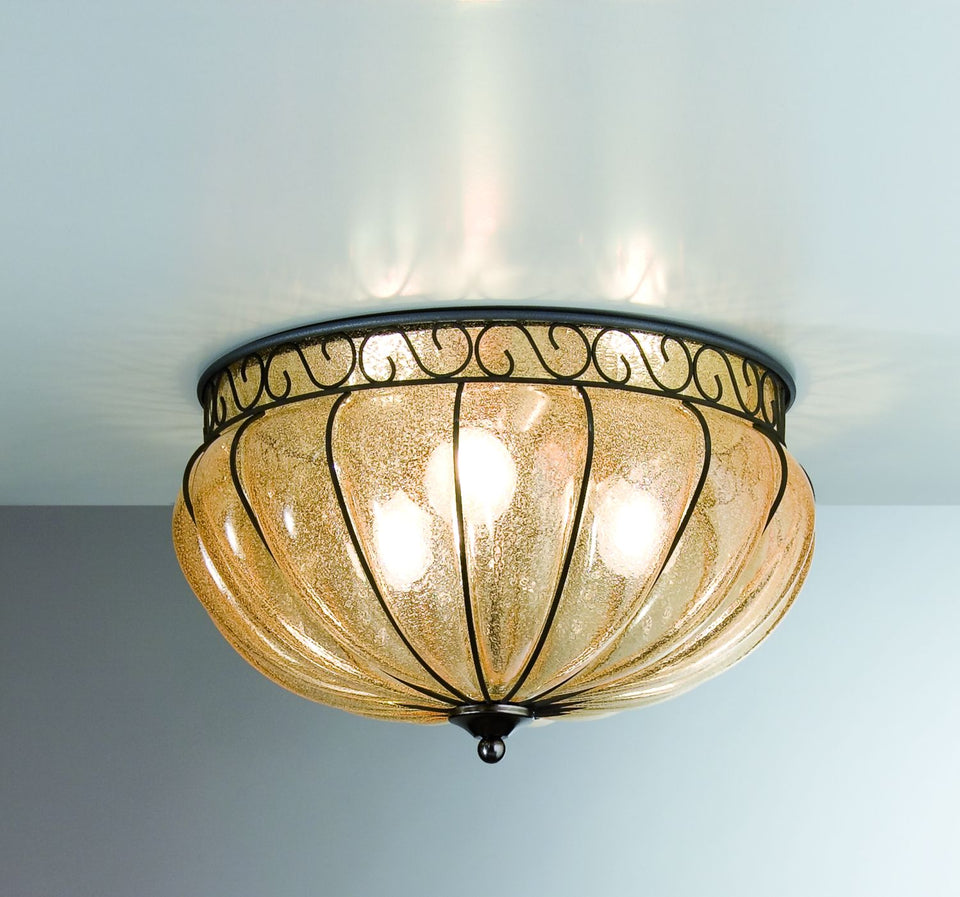 Round Italian Glass Ceiling Lamp Siru Coloured Glass Ceiling