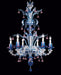 Aquamarine and ruby Rezzonico style 6 light chandelier