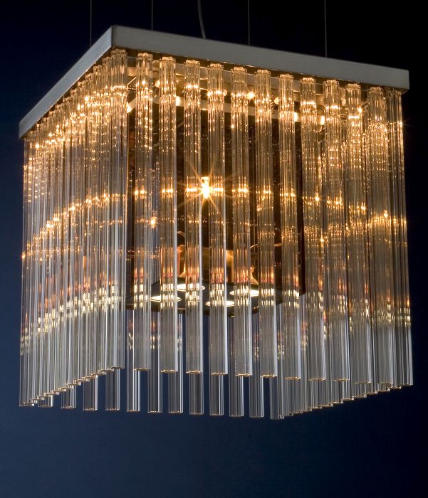 Modern Clear Smoked Glass Rod Suspended Ceiling Light 18401