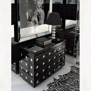 Black Venetian Glass Chest Of Drawers Luxurious Black