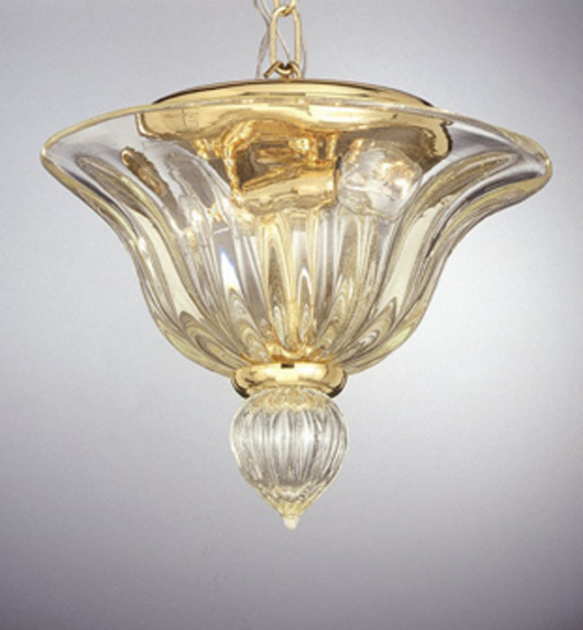 Murano Glass Bell Shaped Light Gold Italian Glass Ceiling Light