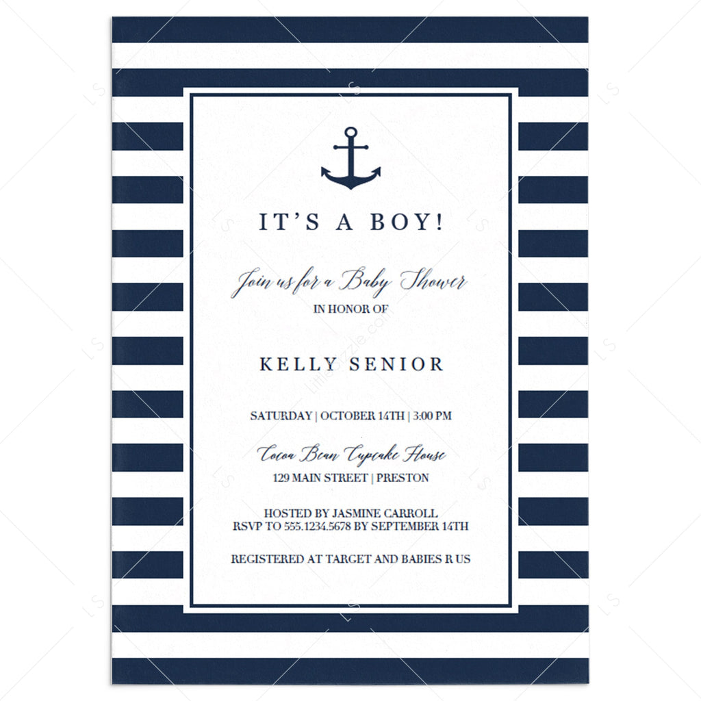 nautical baby shower invitation template