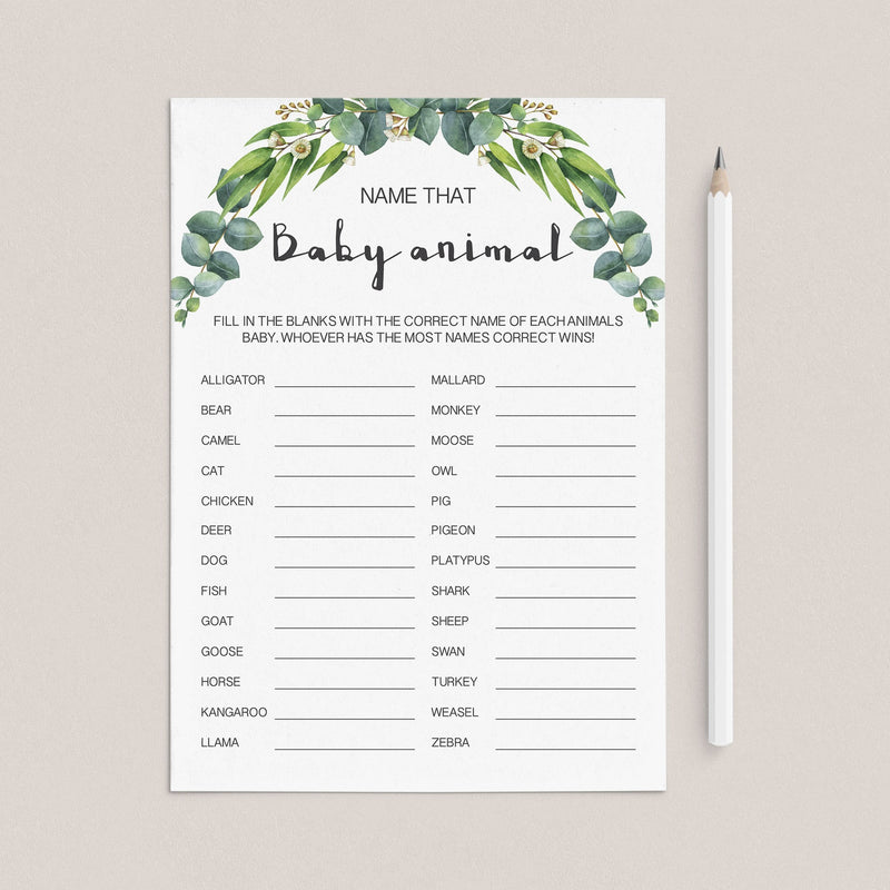 Printable Name That Baby Animal Baby Shower Games Instant Download Littlesizzle