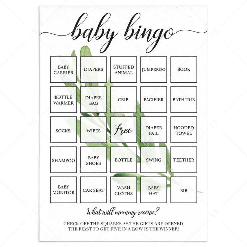 printable 5x7 blank baby bingo card