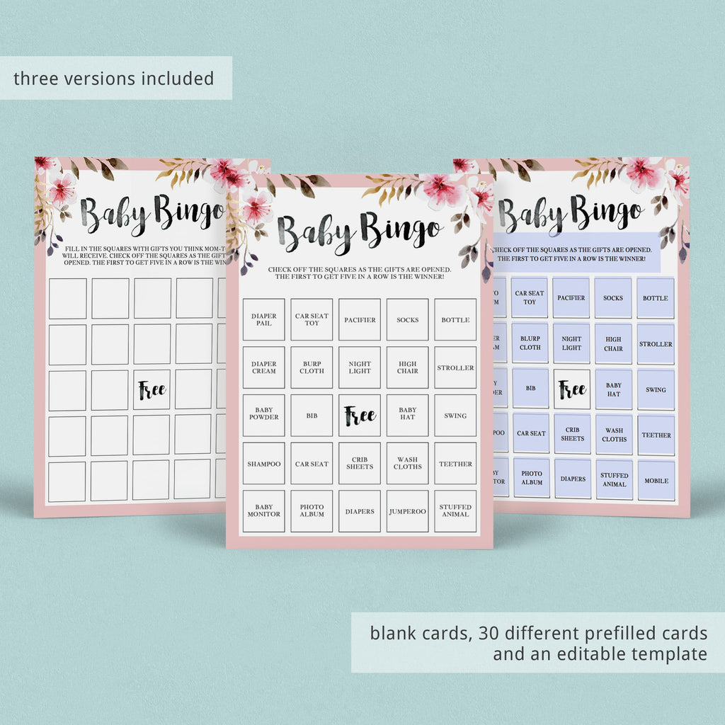 blank baby bingo cards printable