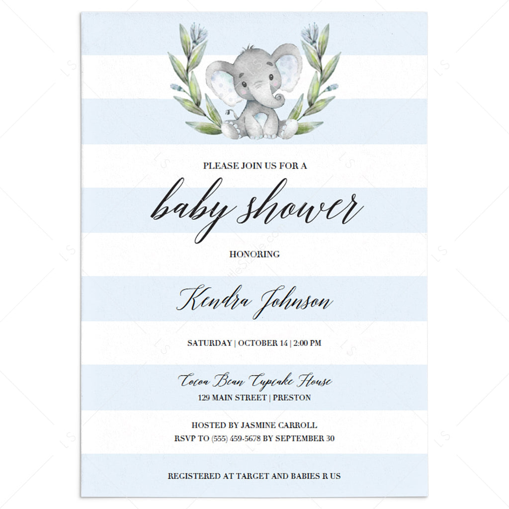 diy elephant baby shower invitations