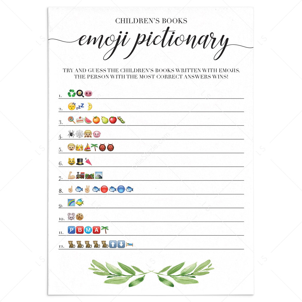 gender neutral baby shower emoji pictionary printable