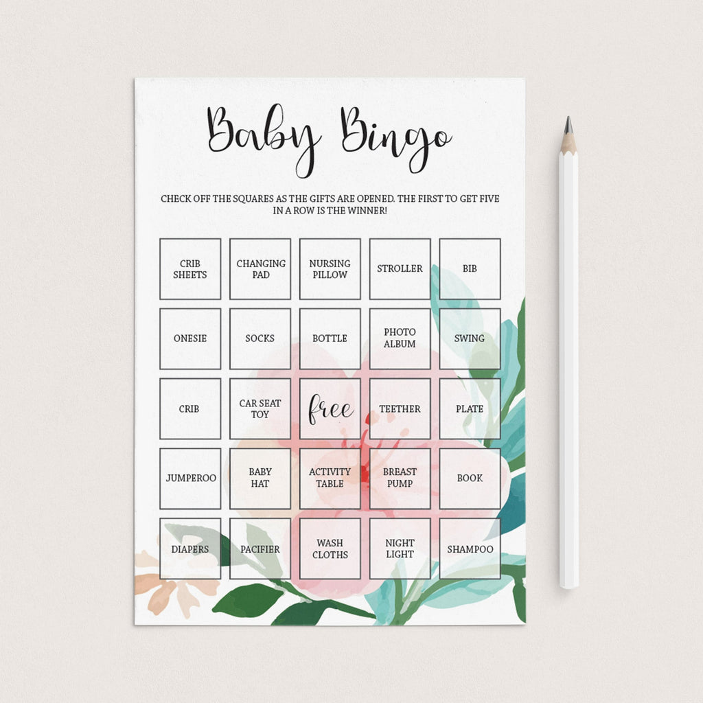 Baby Shower Bingo Template 30 Prefilled Cards
