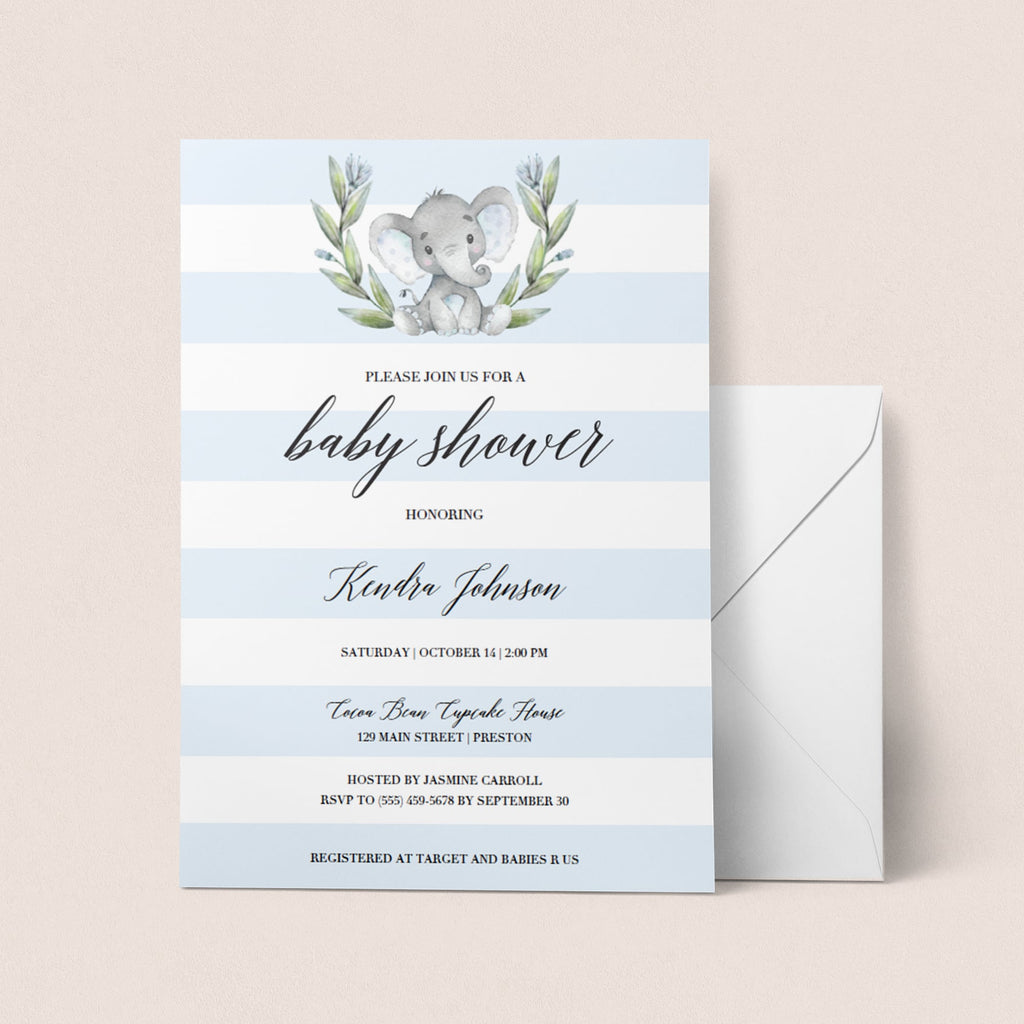 free printable elephant baby shower invitations for girl