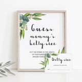 Guess the belly size game for neutral green baby shower party by LittleSizzle