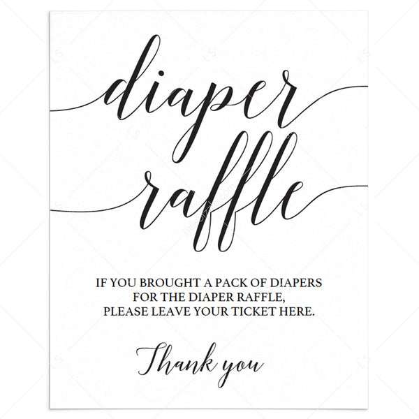 Diaper Raffle Sign for Baby Shower Editable template LittleSizzle