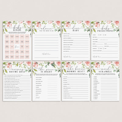 Floral Bridal Bingo Cards Prefilled, Blank and Template – LittleSizzle