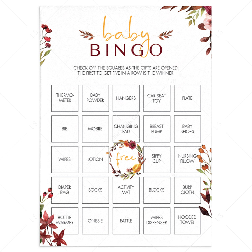 Baby bingo free printable