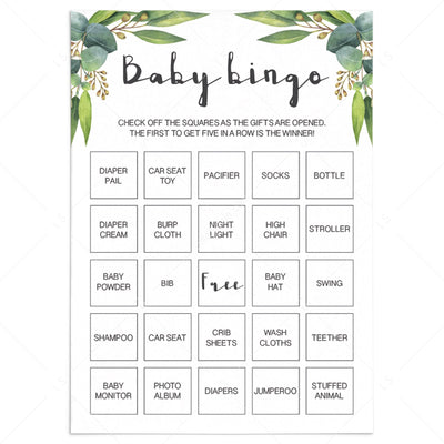 blank baby girl bingo cards