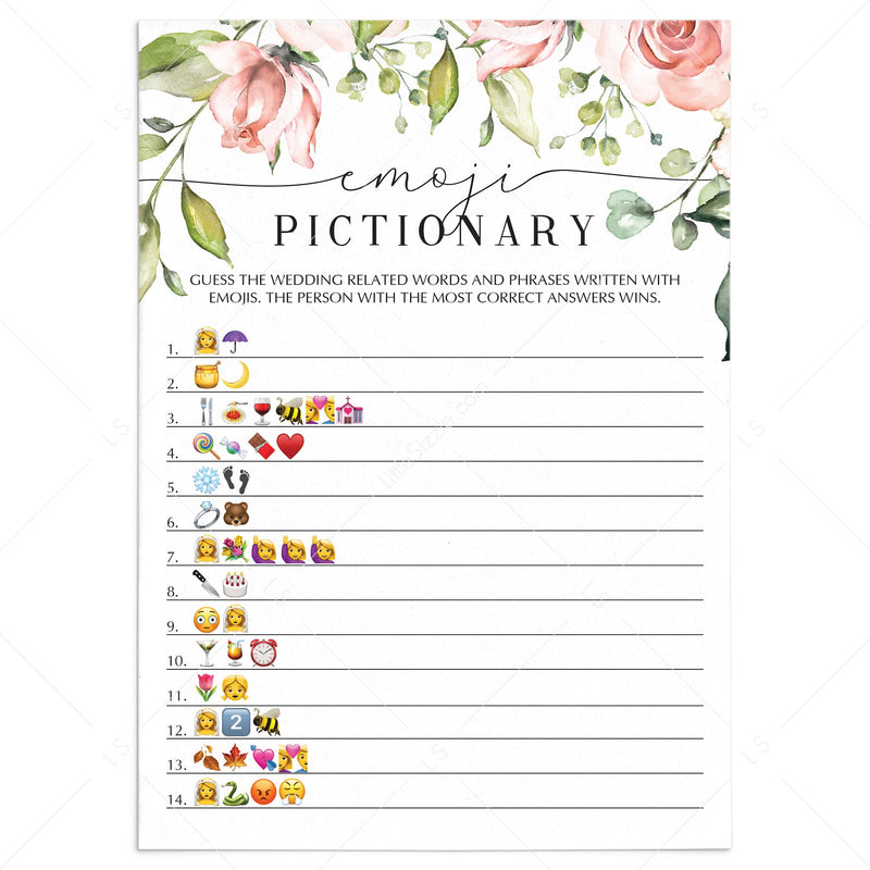 Printable Bridal Shower Emoji Pictionary Games – LittleSizzle