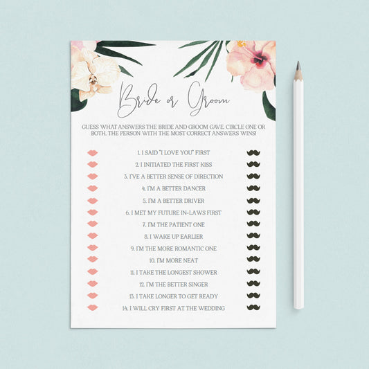 FREE Bride and Groom Trivia Questions Bridal Shower Game - Leap of