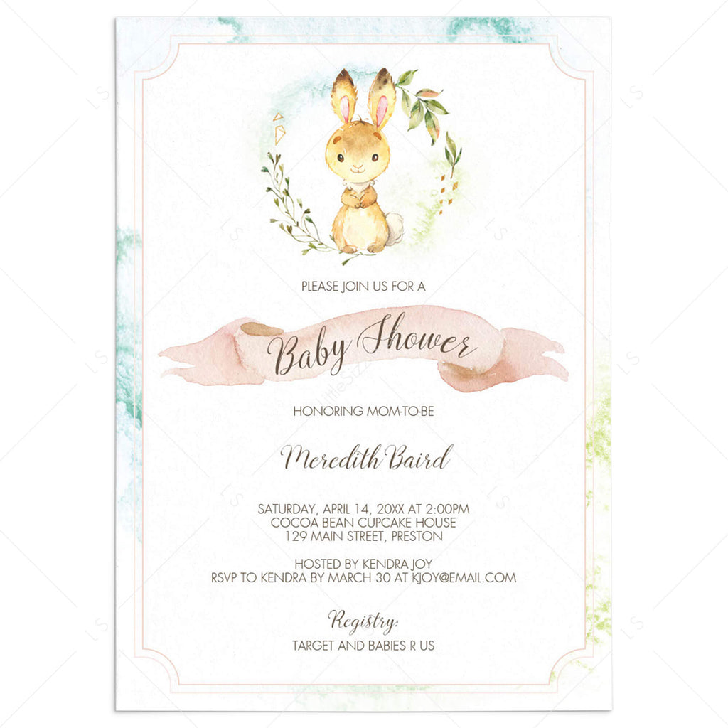 bunny baby shower invitations