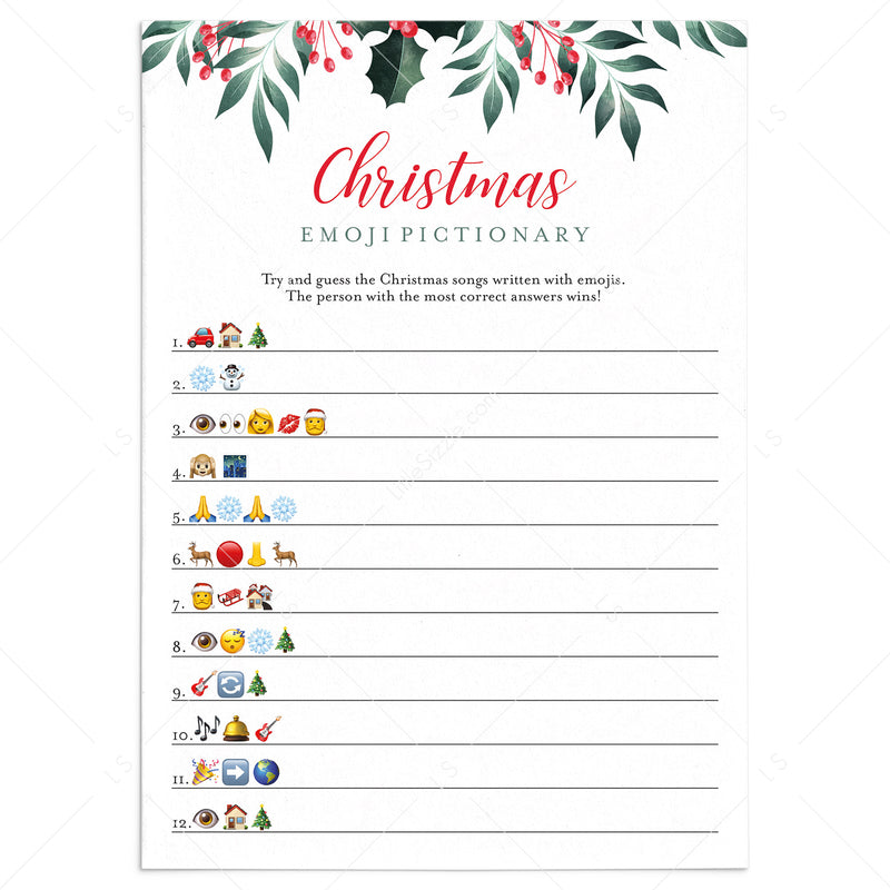 Christmas Emoji Pictionary Printables | DIY Christmas Games – LittleSizzle