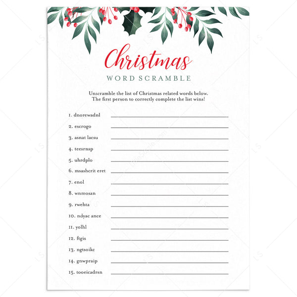 Printable Christmas Word Puzzle with Answers | Instant Download ...