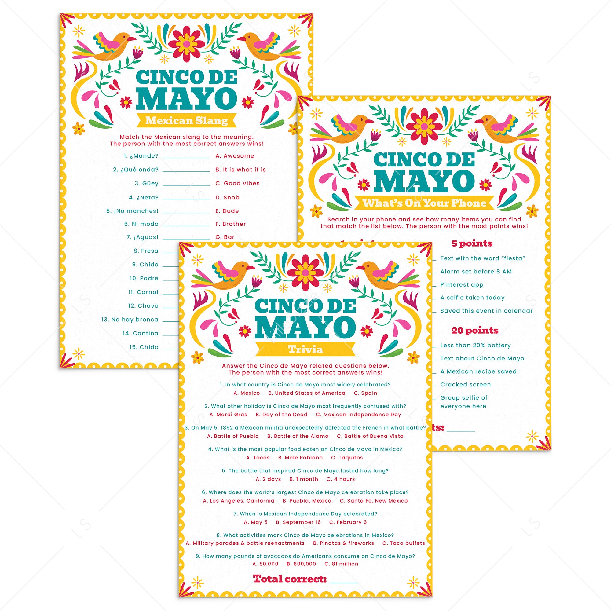 Adult Cinco de Mayo Games Bundle Printable | Instant Download – LittleSizzle