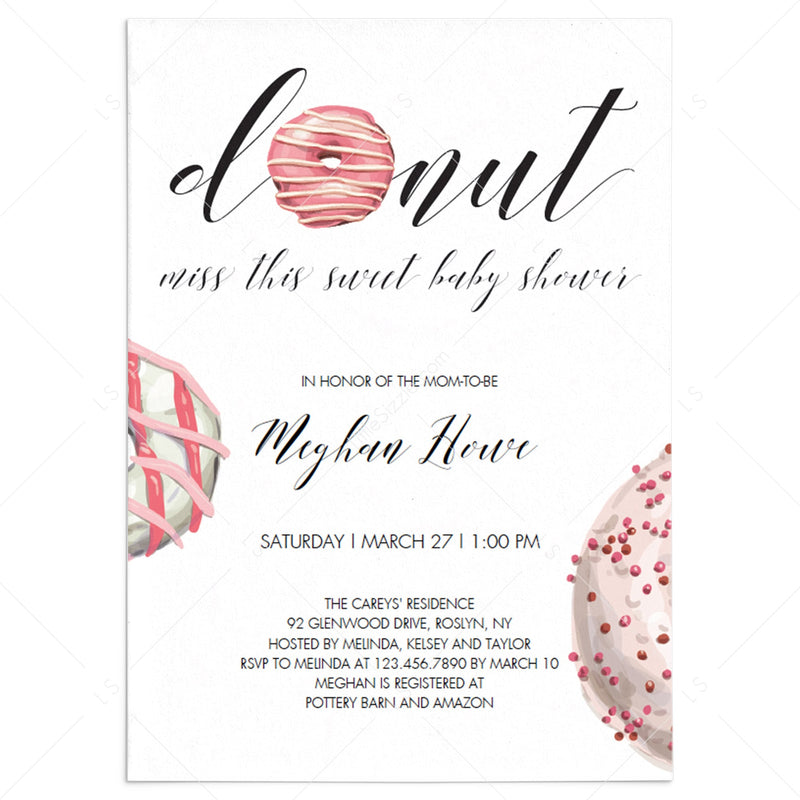 donut baby shower invitations