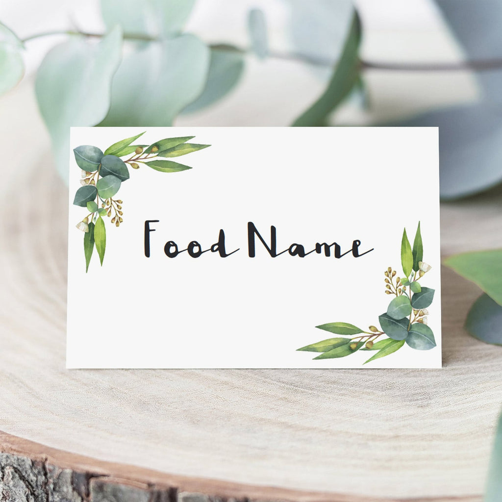 Greenery Food Cards Editable Templates With Regard To Free Printable Tent Card Template