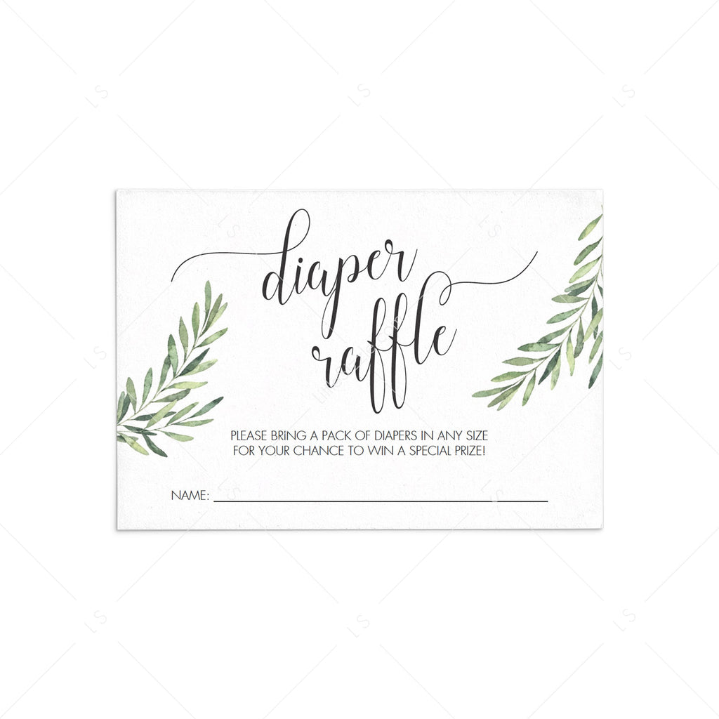 Raffle Card Modern Greenery Editable Diaper Raffle Ticket Printable Diaper Raffle Printable Diaper Raffle Insert Instant Download E023 Party Supplies Paper Party Supplies Kromasol Com