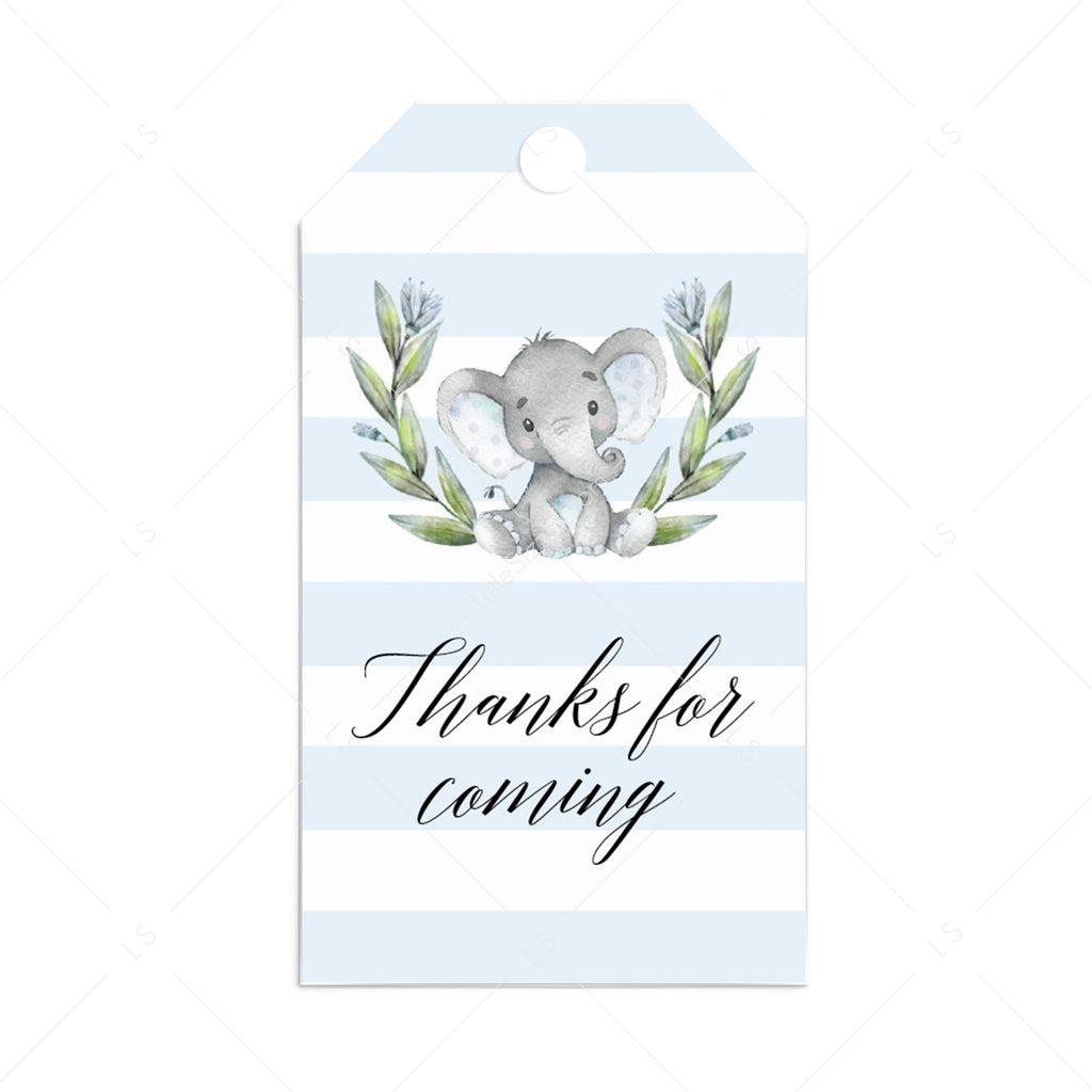 Elephant Themed Baby Shower Favor Tag Template Instant Download Littlesizzle