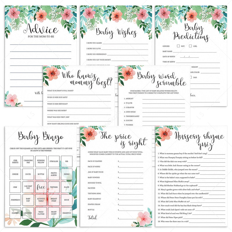 Floral Baby Shower Games For Girls Unique Printable Baby Shower Games Littlesizzle