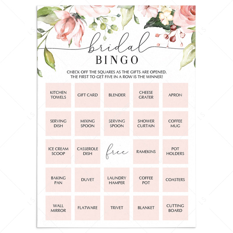 Printable Bridal Bingo Cards Prefilled, Blank and Editable Templates