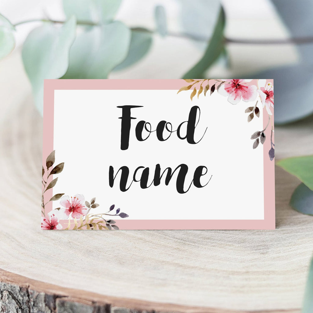 Pink Floral Food Label Cards Editable Template Instant Download Littlesizzle